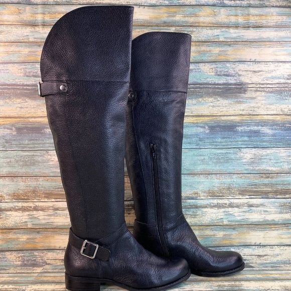 Naturalizer Shoes - Naturalizer January Womens Black Leather Over The Knee Boots Size 5.5 Pull On